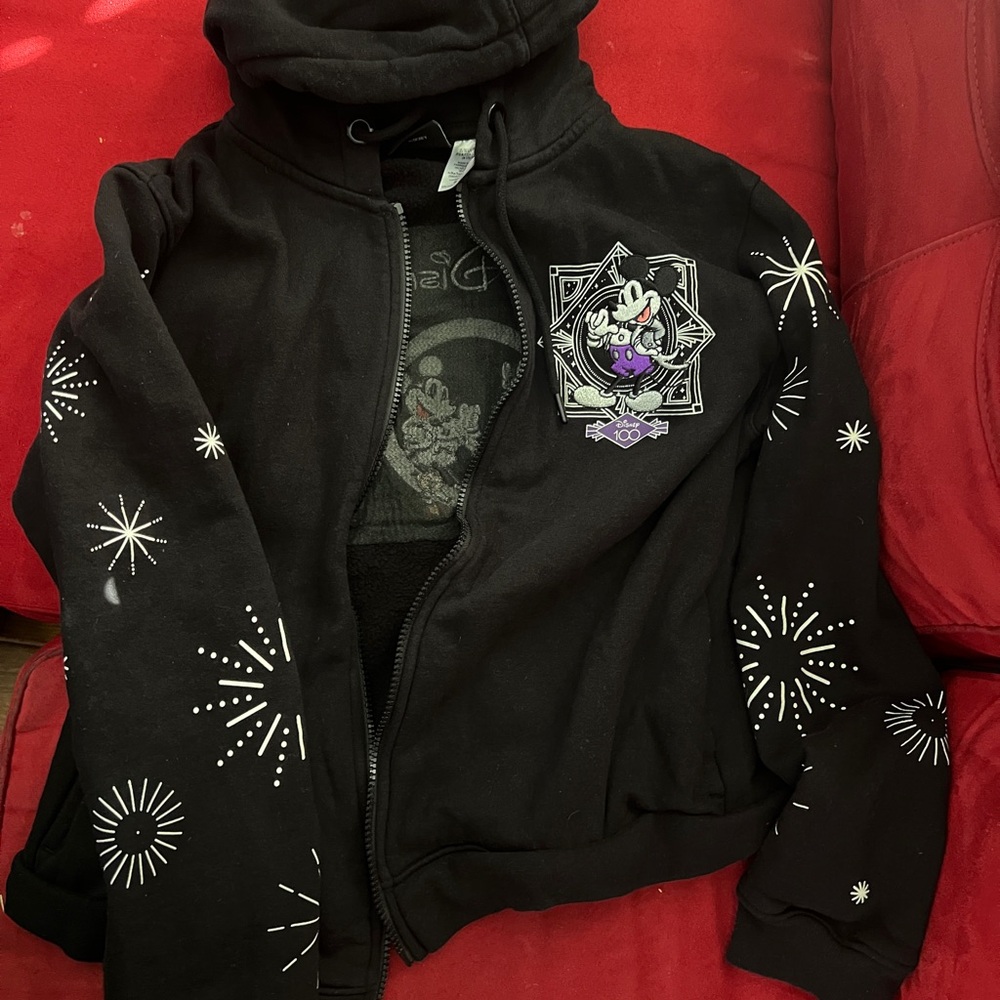Disney 100 embroidered size large limited edition crop sweatshirt full-zip